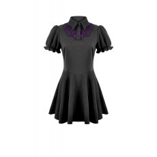 画像2: Dark Academic Purple Lace Collar Puff Sleeve Dress / ワンピース【DARK IN LOVE】 (2)