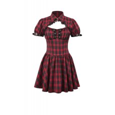 画像5: Retro Punk Red Plaid Cutout Lace-Up Dress / ワンピース【DARK IN LOVE】 (5)