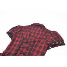 画像13: Retro Punk Red Plaid Cutout Lace-Up Dress / ワンピース【DARK IN LOVE】 (13)