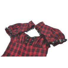 画像12: Retro Punk Red Plaid Cutout Lace-Up Dress / ワンピース【DARK IN LOVE】 (12)