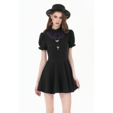 画像4: Dark Academic Purple Lace Collar Puff Sleeve Dress / ワンピース【DARK IN LOVE】 (4)