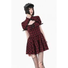 画像4: Retro Punk Red Plaid Cutout Lace-Up Dress / ワンピース【DARK IN LOVE】 (4)