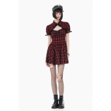 画像7: Retro Punk Red Plaid Cutout Lace-Up Dress / ワンピース【DARK IN LOVE】 (7)