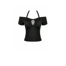 画像2: Gothic Dark Cutout Cross Gem Lace Top / トップス【DARK IN LOVE】 (2)