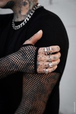 画像9: Graveyard Goth Fishnet Sleeve Shirt / フィッシュネット付きＴシャツ【VampireFreaks】 (9)