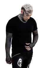 画像12: Graveyard Goth Fishnet Sleeve Shirt / フィッシュネット付きＴシャツ【VampireFreaks】 (12)