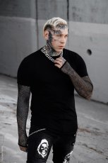 画像4: Graveyard Goth Fishnet Sleeve Shirt / フィッシュネット付きＴシャツ【VampireFreaks】 (4)