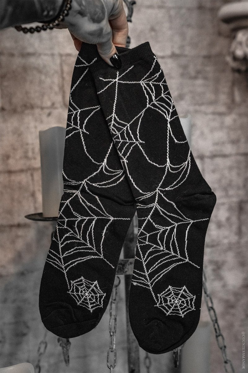 画像1: Nightweave Spiderweb Socks / ソックス【VampireFreaks】 (1)