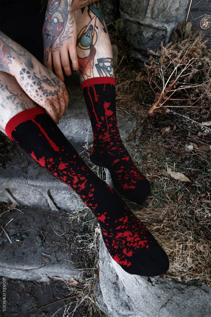 画像5: Murder Mystery Blood Splatter Socks / ソックス【VampireFreaks】 (5)