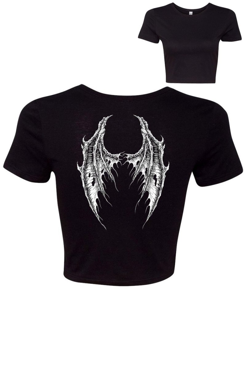 画像2: Broken Batwings Crop Top / クロップ丈 / Ｔシャツ【VampireFreaks】 (2)