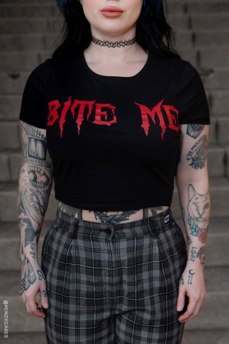 画像5: Bite Me Crop Top / クロップ丈 / Ｔシャツ【VampireFreaks】 (5)