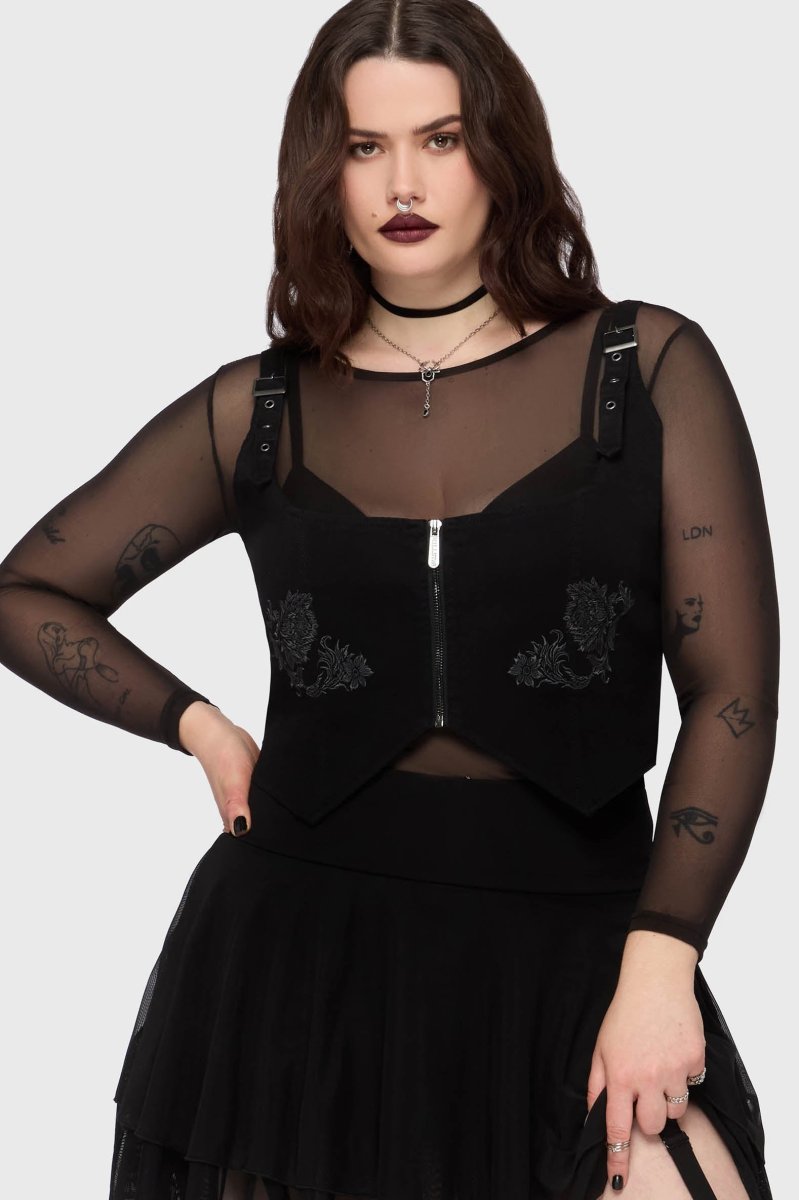 画像5: Gaia Adorned Underbust Corset / 黒薔薇拘束 / アンダーバストコルセット【KILL STAR】 (5)