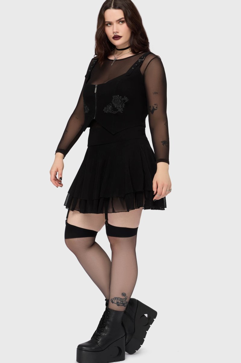 画像7: Gaia Adorned Underbust Corset / 黒薔薇拘束 / アンダーバストコルセット【KILL STAR】 (7)