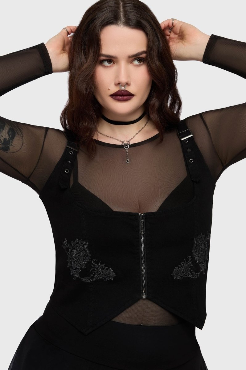 画像6: Gaia Adorned Underbust Corset / 黒薔薇拘束 / アンダーバストコルセット【KILL STAR】 (6)