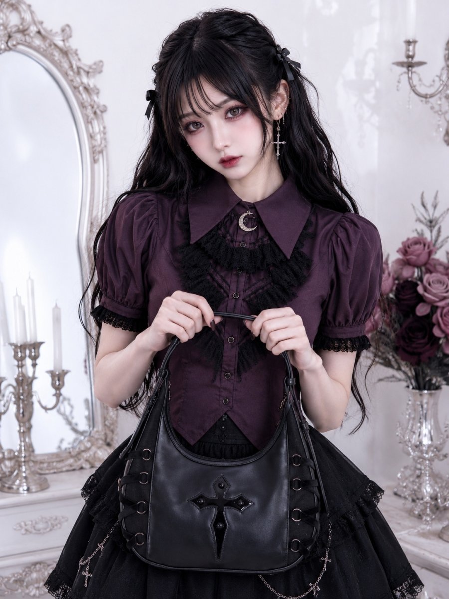 画像19: Purple frilly collar moon blouse / トップス【DARK IN LOVE】 (19)