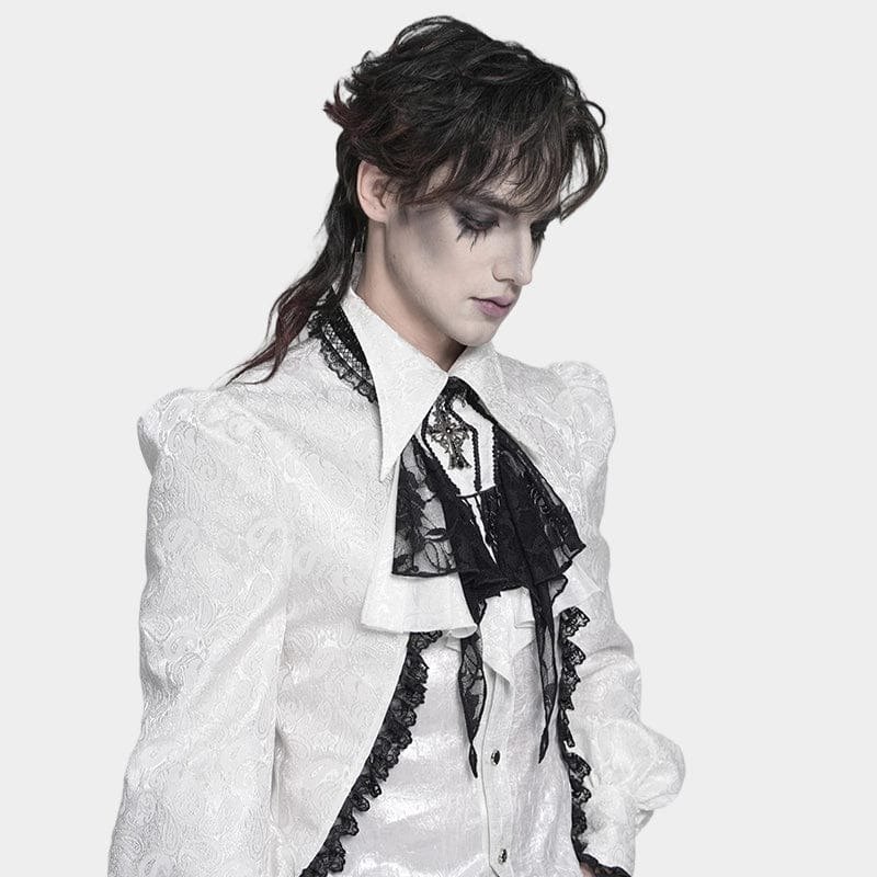 Gothic Cross Beaded Neckwear / White / 付け襟 / ジャボタイ【Devil