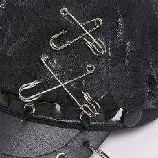 画像10: Hand-Painted Black Wool-Blend Octagonal Cap / キャスケット【Devil Fashion】 (10)
