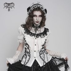 画像1: White Lolita Shimmer Blouse / シフォン ブラウス【Devil Fashion】 (1)