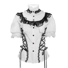 画像7: White Lolita Shimmer Blouse / シフォン ブラウス【Devil Fashion】 (7)
