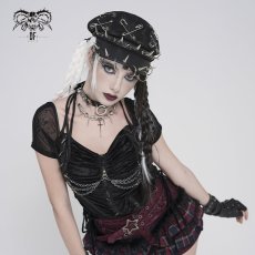 画像3: Hand-Painted Black Wool-Blend Octagonal Cap / キャスケット【Devil Fashion】 (3)