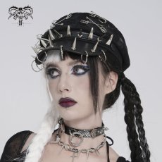 画像5: Hand-Painted Black Wool-Blend Octagonal Cap / キャスケット【Devil Fashion】 (5)
