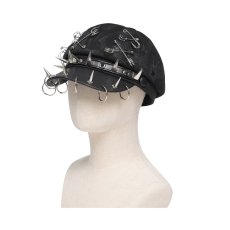 画像6: Hand-Painted Black Wool-Blend Octagonal Cap / キャスケット【Devil Fashion】 (6)