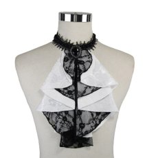 画像2: Paisley men lace bow tie / BLACK×WHITE / 付け襟 / ジャボタイ【Devil Fashion】 (2)