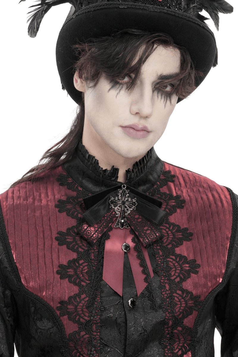 画像4: Gothic ribbon bow tie / Burgundy / 蝶ネクタイ【Devil Fashion】 (4)