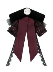 画像7: Gothic ribbon bow tie / Burgundy / 蝶ネクタイ【Devil Fashion】 (7)