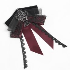 画像6: Gothic ribbon bow tie / Burgundy / 蝶ネクタイ【Devil Fashion】 (6)