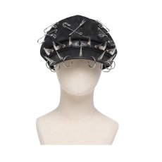 画像7: Hand-Painted Black Wool-Blend Octagonal Cap / キャスケット【Devil Fashion】 (7)
