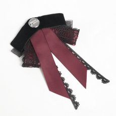 画像8: Gothic ribbon bow tie / Burgundy / 蝶ネクタイ【Devil Fashion】 (8)