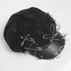 画像9: Hand-Painted Black Wool-Blend Octagonal Cap / キャスケット【Devil Fashion】 (9)