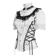 画像8: White Lolita Shimmer Blouse / シフォン ブラウス【Devil Fashion】 (8)
