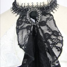 画像7: Paisley men lace bow tie / BLACK×WHITE / 付け襟 / ジャボタイ【Devil Fashion】 (7)