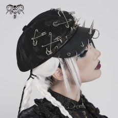 画像4: Hand-Painted Black Wool-Blend Octagonal Cap / キャスケット【Devil Fashion】 (4)