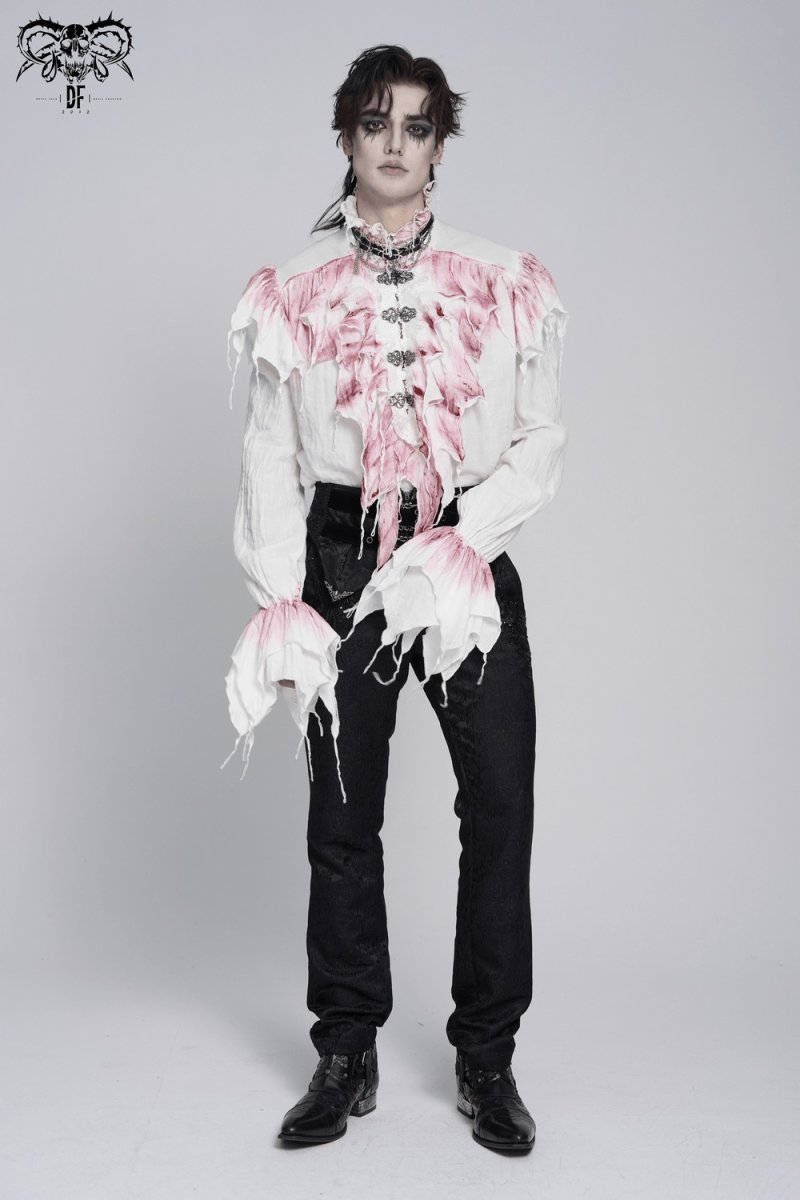 画像18: 【Mens】Gothic Ruffled Plunging Stand Collar Shirt / ブラウス【Devil Fashion】 (18)