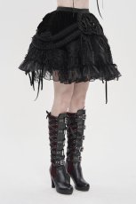画像4: Rock Nocturne Velvet Ruffle Skirt / スカート【Devil Fashion】 (4)
