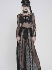 画像2: Punk Bat Cross Mesh Top / トップス【Devil Fashion】 (2)