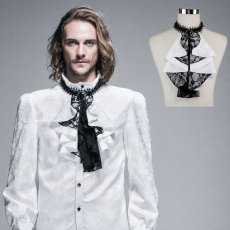 画像1: Paisley men lace bow tie / BLACK×WHITE / 付け襟 / ジャボタイ【Devil Fashion】 (1)