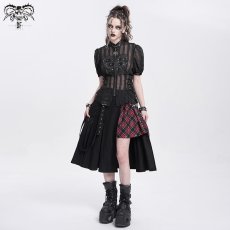 画像3: fake 2 pieces black and red Scottish plaid overskirt / スカート【Devil Fashion】 (3)