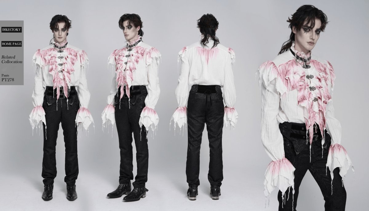画像19: 【Mens】Gothic Ruffled Plunging Stand Collar Shirt / ブラウス【Devil Fashion】 (19)