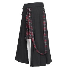 画像8: fake 2 pieces black and red Scottish plaid overskirt / スカート【Devil Fashion】 (8)
