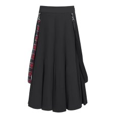 画像11: fake 2 pieces black and red Scottish plaid overskirt / スカート【Devil Fashion】 (11)