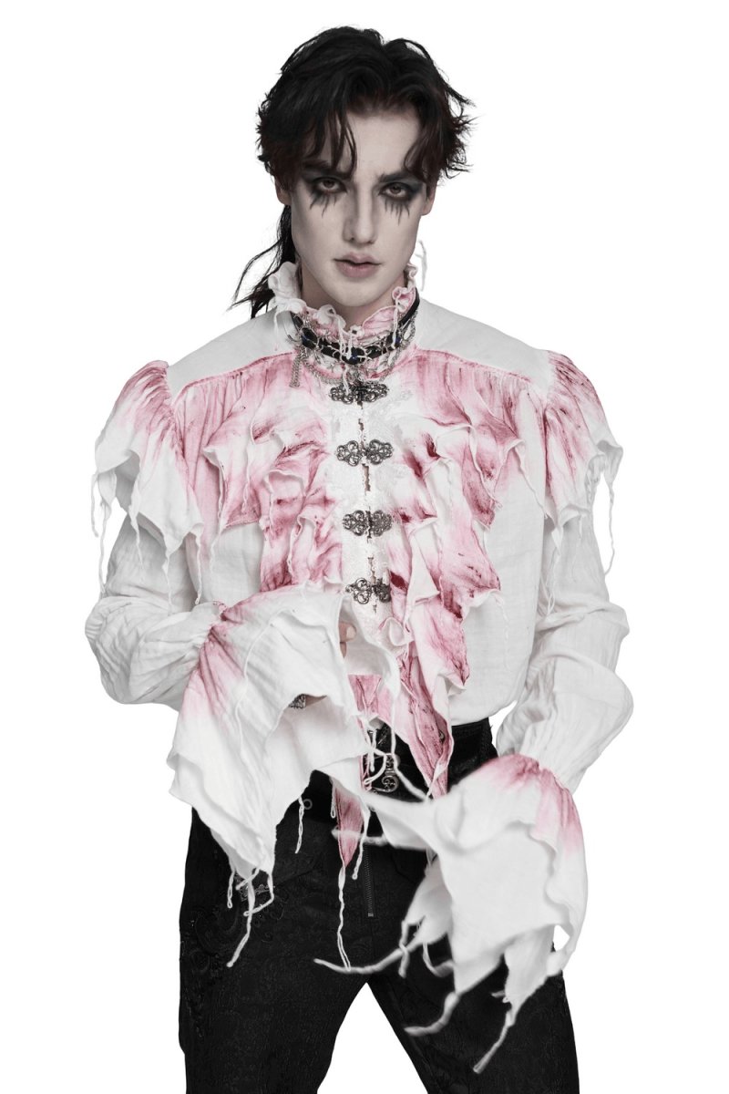 画像1: 【Mens】Gothic Ruffled Plunging Stand Collar Shirt / ブラウス【Devil Fashion】 (1)