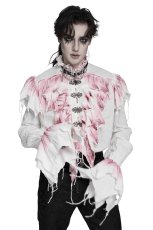 画像1: 【Mens】Gothic Ruffled Plunging Stand Collar Shirt / ブラウス【Devil Fashion】 (1)
