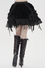 画像2: Rock Nocturne Velvet Ruffle Skirt / スカート【Devil Fashion】 (2)