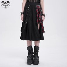 画像2: fake 2 pieces black and red Scottish plaid overskirt / スカート【Devil Fashion】 (2)