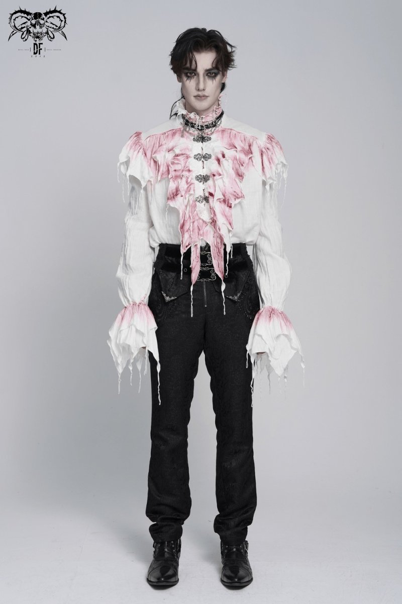 画像15: 【Mens】Gothic Ruffled Plunging Stand Collar Shirt / ブラウス【Devil Fashion】 (15)