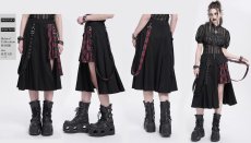 画像14: fake 2 pieces black and red Scottish plaid overskirt / スカート【Devil Fashion】 (14)